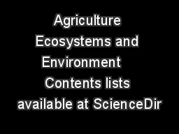 Agriculture Ecosystems and Environment    Contents lists available at ScienceDir