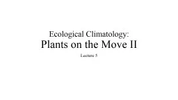Ecological Climatology:
