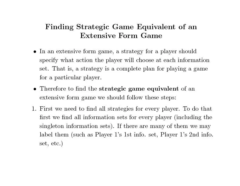 FindingStrategicGameEquivalentofanExtensiveFormGameInanextensiveformga