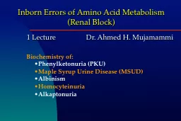 Inborn Errors of Amino Acid Metabolism