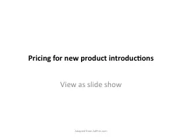 Pricing for new product introductions