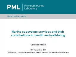 Marine ecosystem services and their contributions to health