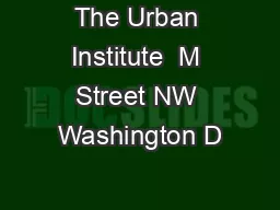 The Urban Institute  M Street NW Washington D