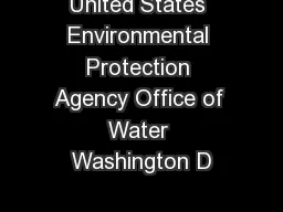 United States Environmental Protection Agency Office of Water Washington D