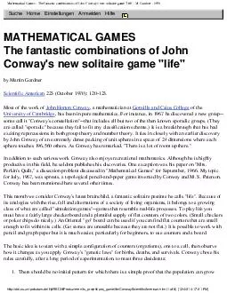 Mathematical Games - The fantastic combinations of John Conway's new s