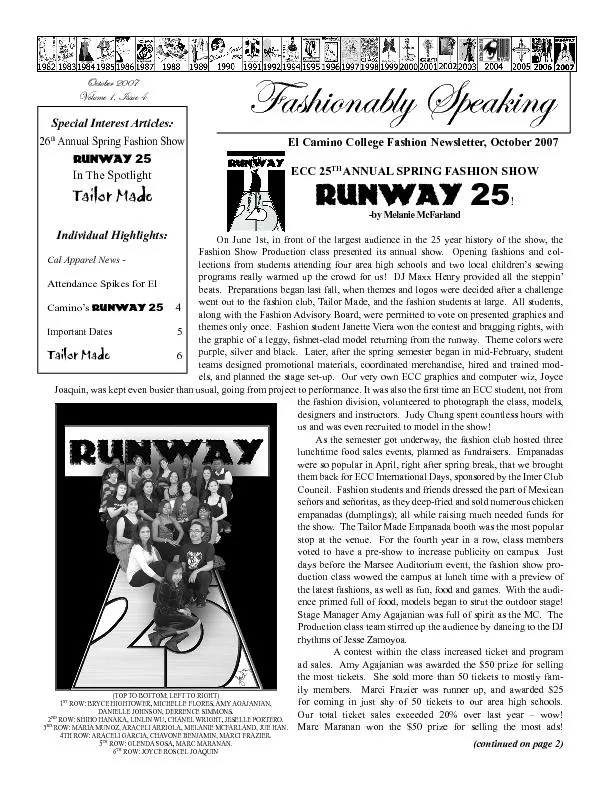 El Camino College Fashion Newsletter, October 2007