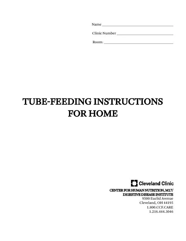 RoomTUBE-FEEDING INSTRUCTIONS FOR HOMECENTER FOR HUMAN NUTRITION, M17/