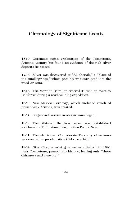 Chronology of Signicant Events