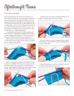 Copyright Martingale  Company  BY REBECCA DANGER Continue to knit the number of stitches specied in the pattern