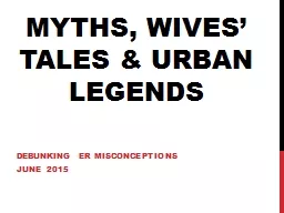 MYTHS, Wives’ Tales & Urban Legends