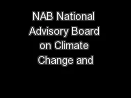 NAB National Advisory Board on Climate Change and
