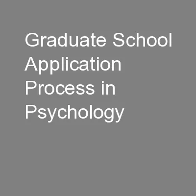 Graduate School Application Process in Psychology