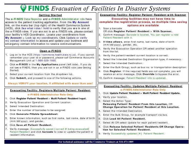 of Facilities In Disaster Systems