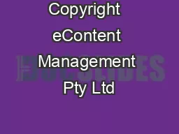 Copyright  eContent Management Pty Ltd