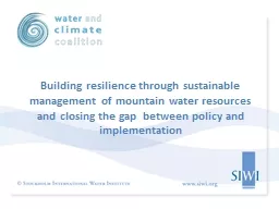 Building resilience through sustainable management of mount
