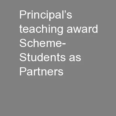 Principal’s teaching award Scheme- Students as Partners