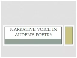 Narrative Voice in Auden’s Poetry