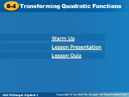 8-4 Transforming Quadratic Functions