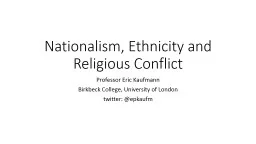 Nationalism, Ethnicity and Religious Conflict
