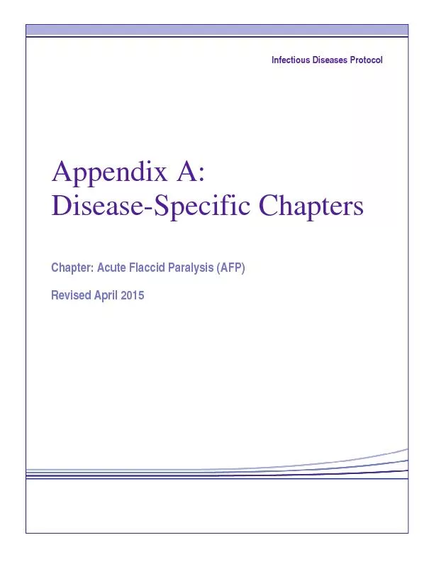 Infectious Diseases ProtocolAppendix A:DiseaseSpecific ChaptersChapter
