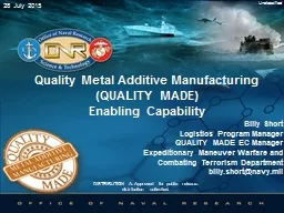 Quality Metal Additive Manufacturing