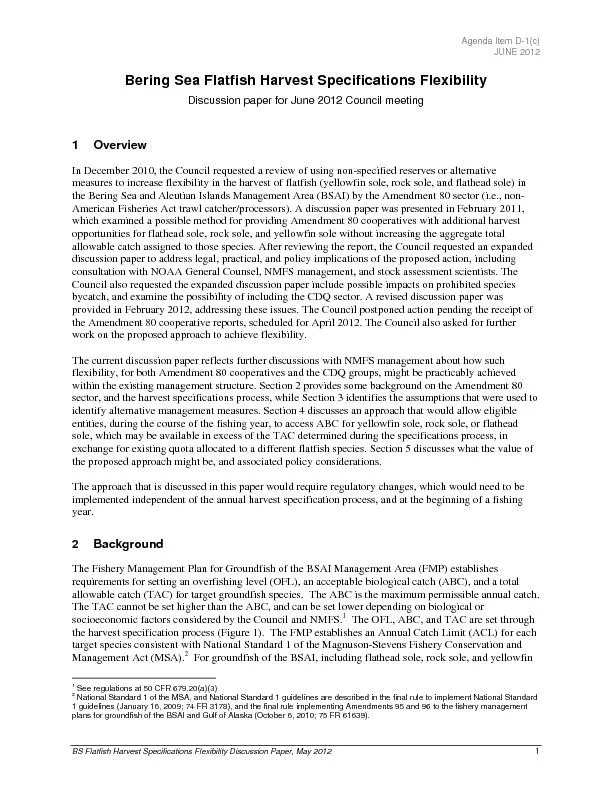 Agenda Item D-1(c) JUNE 2012 BS Flatfish Harvest Specifications Flexib