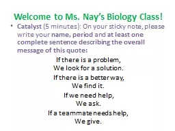 Welcome to Ms. Nay’s Biology Class!