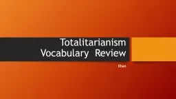 Totalitarianism Vocabulary  Review