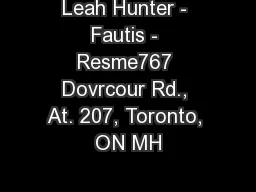 Leah Hunter - Fautis - Resme767 Dovrcour Rd., At. 207, Toronto, ON MH
