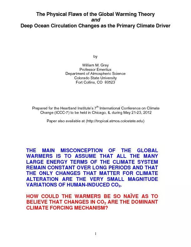 The Physical Flaws of the Global Warming Theory  Deep Ocean Circulatio