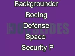 Backgrounder Boeing Defense Space  Security P
