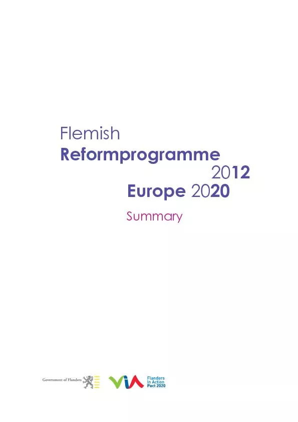 Governance of the Flemish Europe 2020 StrategyOn 1 April 2011, the Gov