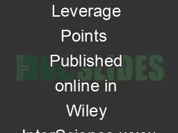 Y Barlas Leverage Points  Published online in Wiley InterScience www