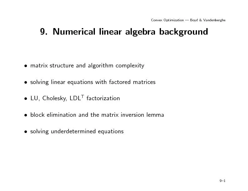 ConvexOptimization|Boyd&Vandenberghe9.Numericallinearalgebrabackground