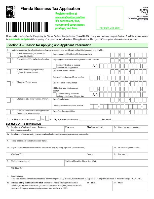Florida Business Tax Application