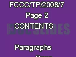 FCCC/TP/2008/7 Page 2 CONTENTS              Paragraphs           Page