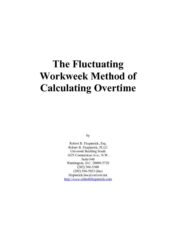 The Fluctuating Workweek Method of Calculating Overtime