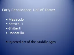 Early Renaissance Hall of Fame: