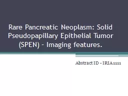 Rare Pancreatic Neoplasm: Solid