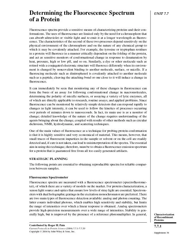 DeterminingtheFluorescenceSpectrumofaProtein