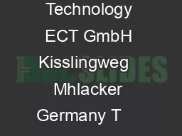 Extrusion for Ceramic Technology ECT GmbH Kisslingweg   Mhlacker Germany T     F     infoecthaendle