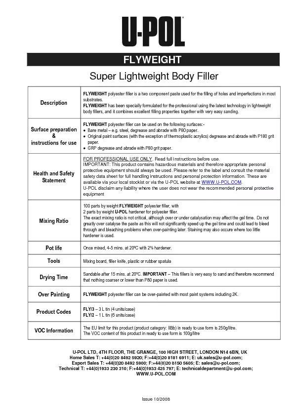 Super Lightweight Body Filler