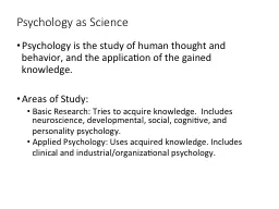 Psychology as Science