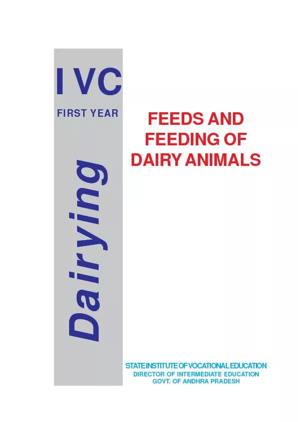 DairyingDAIRY ANIMALSSTATE INSTITUTE OF VOCATIONAL EDUCATIONDIRECTOR O