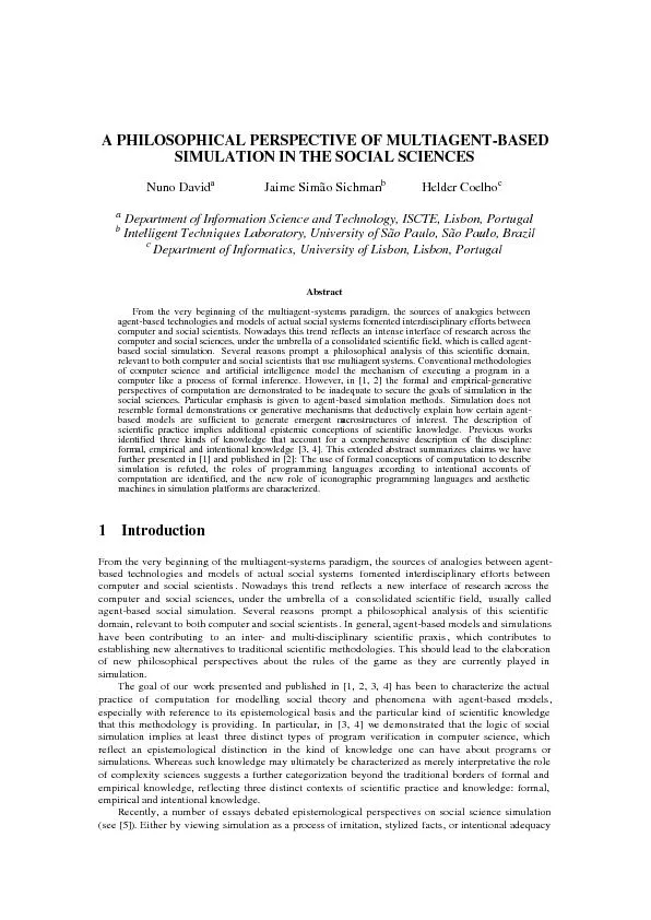 A PHILOSOPHICAL PERSPECTIVE OF MULTIAGENT- SIMULATION IN THE SOCIAL SC