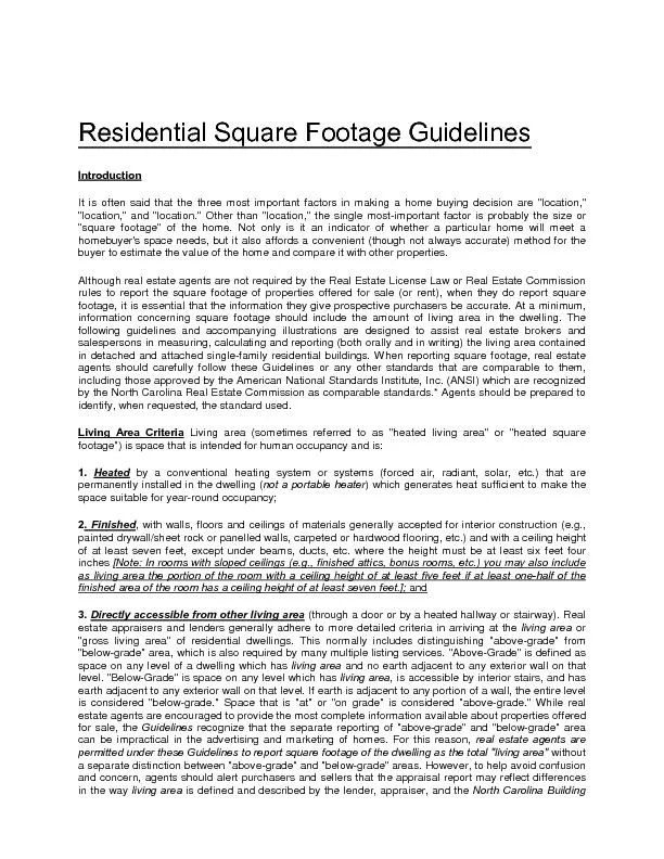 Residential Square Footage Guidelines