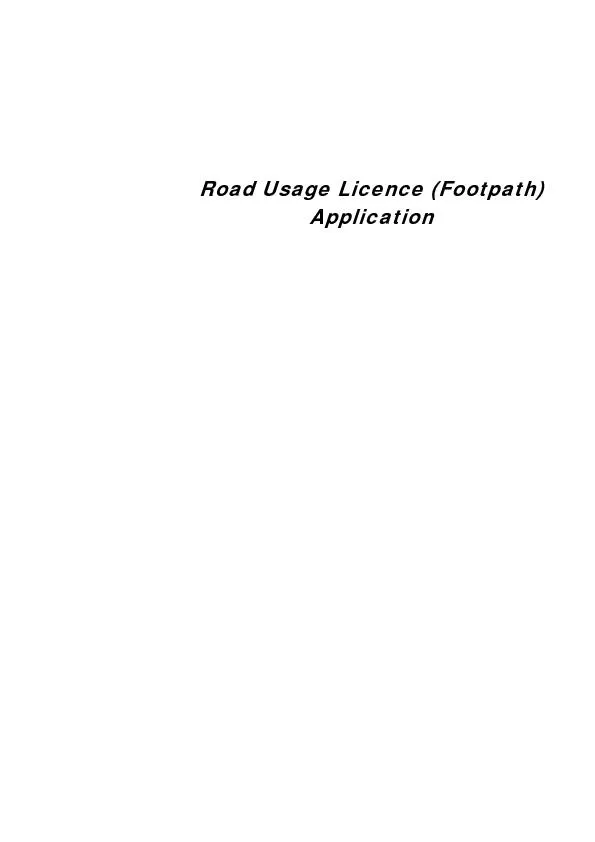 Road Usage Licence (Footpath) Application