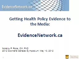 Getting Health Policy Evidence to the