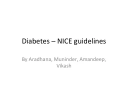 Diabetes – NICE guidelines