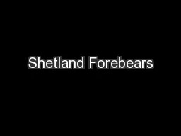Shetland Forebears